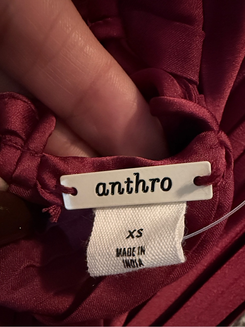 Anthropologie NWT Wine Burgundy Pleated Maxi Dress XS - Picture 5 of 9